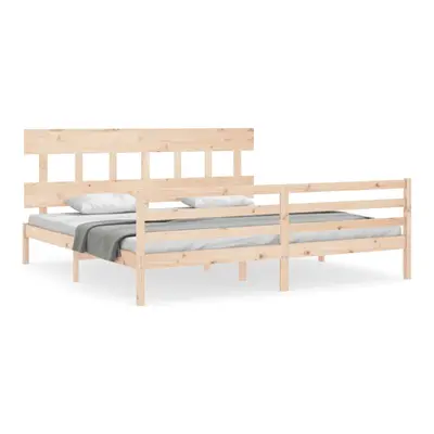 (brown, x cm/low) vidaXL Bed Frame with Headboard Mattress Foundation Bed Base Single Solid Wood