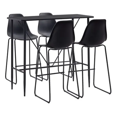 vidaXL Bar Set Piece Plastic Black Pub Bistro Tables and Chairs Furniture