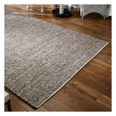 (TAUPE, Runner : x cm) Plain Neutral Handmade 100% Wool Rug Eco Friendly Handmade Natural Colour