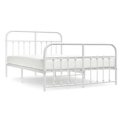 (white, x cm/with headboard & footboard) vidaXL Metal Bed Frame Bedroom Bed Base Bedstead Metal 