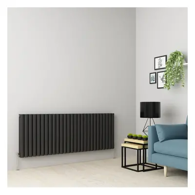 (600 x 1594mm Double, Anthracite) Oval Tube Designer Radiator