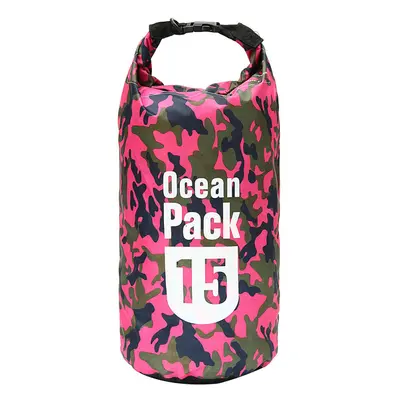 (Rose) 15L Waterproof Bag Camping Rafting Storage Dry Bag Swimming Bag Lightweight Diving Floati