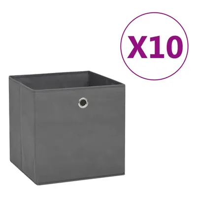 vidaXL 10x Storage Boxes Non-woven Fabric Grey Organiser Cube Basket Container