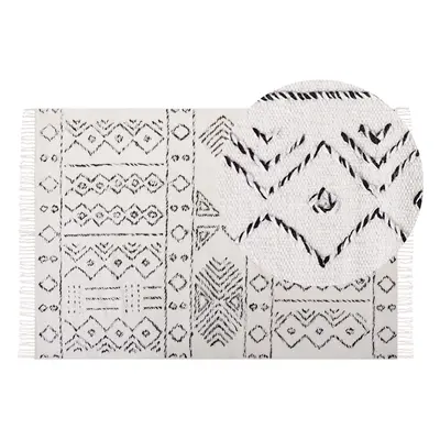 Wool Area Rug x cm White and Black ALKENT