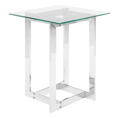 Glass Top Side Table Silver CRYSTAL