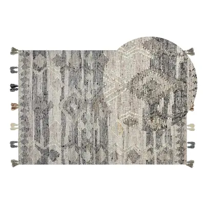 Wool Kilim Area Rug x cm Grey ARATASHEN