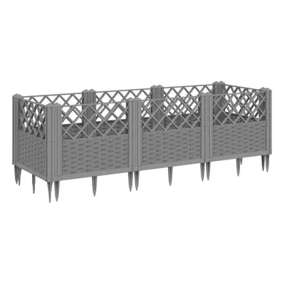 (light grey, 123,5 x 43,5 x 43,5 cm) vidaXL Garden Planter with Pegs Raised Bed Outdoor Flower P