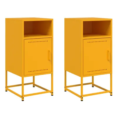 (yellow, pcs) vidaXL Bedside Cabinet Nightstand Bed Table Bed Cabinet Mustard Yellow Steel