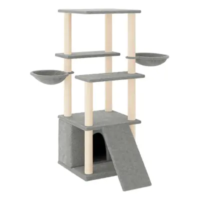 (light grey) vidaXL Cat Tree with Sisal Scratching Posts Cat Scratch Tower Climber Dark Grey