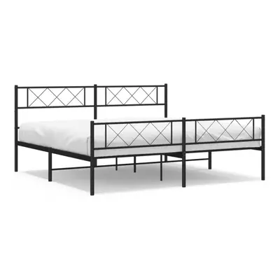 (black, x cm/with headboard & footboard) vidaXL Metal Bed Frame Bedroom Platform Bed Base Bedste