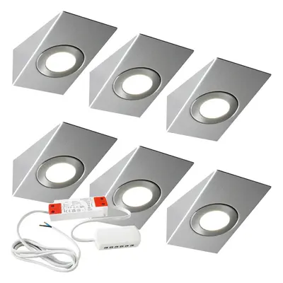 6x 2.6W LED Kitchen Wedge Spot Light & Driver Kit Stainless Steel Natural White