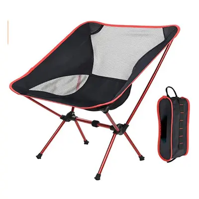 (Red) Ultralight Folding Chair Superhard Outdoor Camping Chair Portable Beach Hiking Picnic Seat