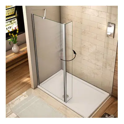 (1200mm) Walk In Shower Enclosure Wet Room Screen&Flipper 8mm NANO Glass Panel