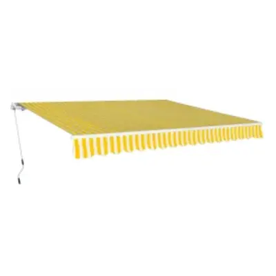 vidaXL Folding Awning Manual Operated 600cm Yellow/White Canopy Solar Shade