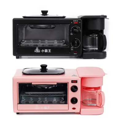 (Black) In Electric Breakfast Machine Multifunction Coffee Maker Frying Pan Toaster