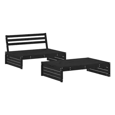 (black) vidaXL Garden Lounge Set Outdoor Modular Sofa Set Piece Solid Wood Pine