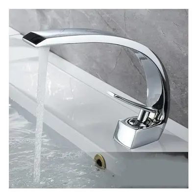 (Silver) Creative Simple Bathroom Basin Faucets Hot Cold Single Hole Copper Faucet Washbasin Tap