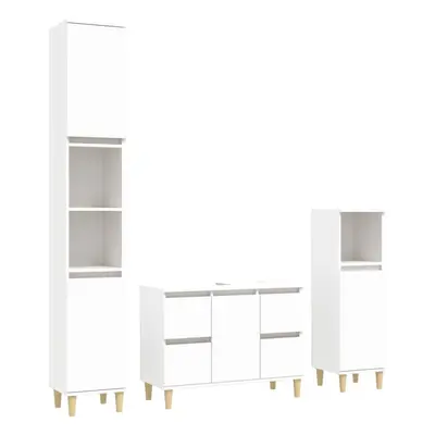 (white) vidaXL Bathroom Furniture Set Vanity Unit Set Piece White Engineered Wood