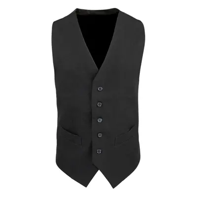 (XL, Black) Premier Mens Lined Polyester Waistcoat / Catering / Bar Wear (Pack of 2)