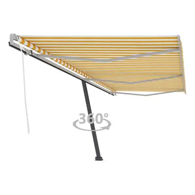 vidaXL Freestanding Manual Retractable Awning 600x300 cm Yellow/White Outdoor