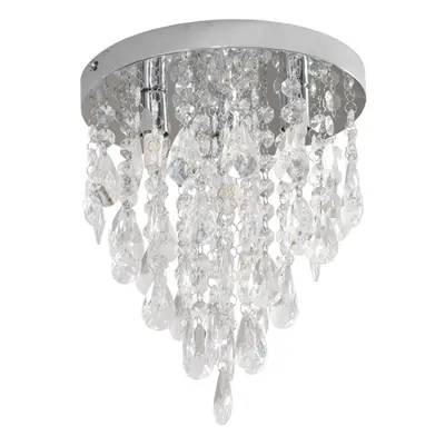 ValueLights Lara Chrome Flush Chandelier Style Droplet Ceiling Light