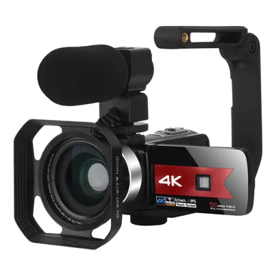 (Red) Zoom 4K Video Camera Camcorder for Youtube Live Stream Broadcast IR Night Vision 6MP 16X H