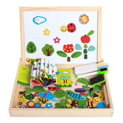 (D) Children's Magnetic Puzzle Double-sided Drawing Board Early Childhood Education Indoor toys