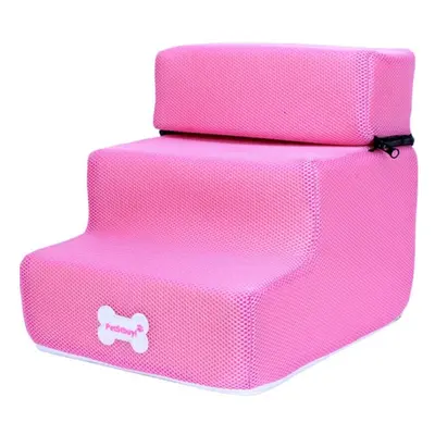 (Pink) Pet Stairs High Rebound Soft Washable Pet Ramp Climbing Ladder