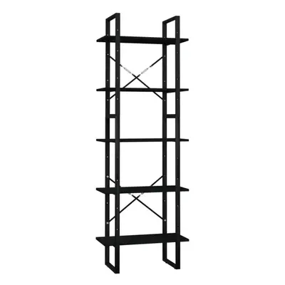 vidaXL Pinewood 5-Tier Book Cabinet Black Bookcase Bookshelf Storage Rack