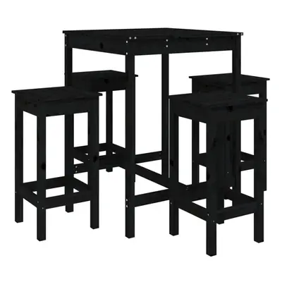 (black) vidaXL Garden Bar Set Wooden Table and Chairs Pub Set Piece Solid Wood Pine