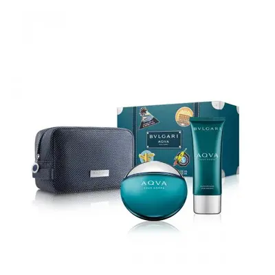 Bvlgari Aqua Pcs Set For Men: 3.4 Eau De Toilette Spray + 3.4 After Shave Balm + Pouch (Picture 