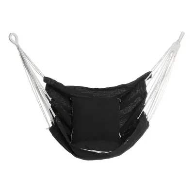 (Black) Camping Hammock Chair Swing Seat Indoor Outdoor Folding Hanging Chair with Ropes Pillow