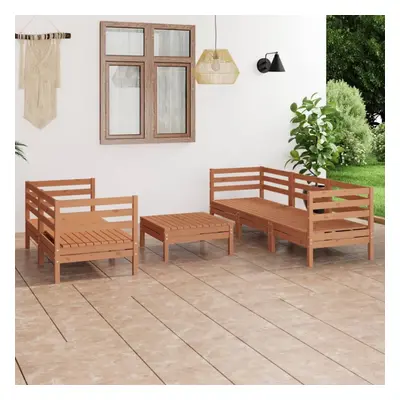 vidaXL Solid Pinewood Garden Lounge Set Piece Honey Brown Outdoor Seating