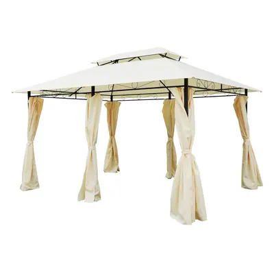 Outsunny Beige 4m x 3m Gazebo | Steel Framed Outdoor Party Tent