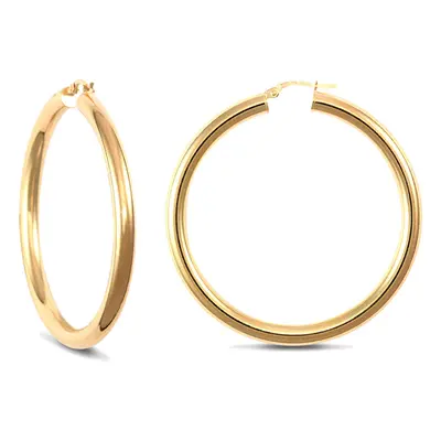 Jewelco London Ladies 9ct Yellow Gold Polished 4mm Hoop Earrings 48mm - JER183