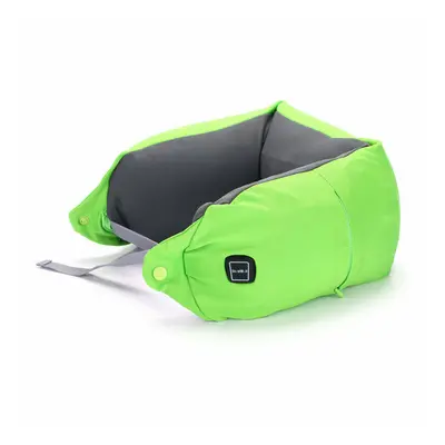 (Green) Heating U-Shaped Pillow Soft USB Neck Pillow Outdoor Travel Gear Adjustable Winter Warm 