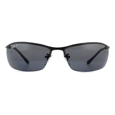 Rayban Sunglasses Top Bar Shiny Black Polarized Grey 002/81