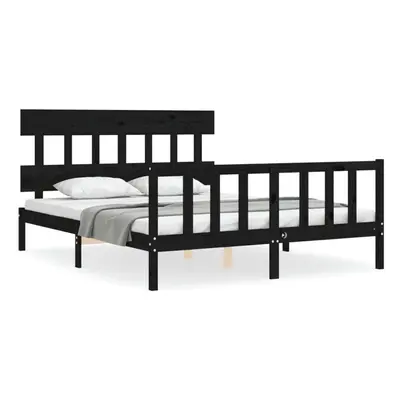 (black, x cm/with headboard & footboard) vidaXL Bed Frame Bedroom Platform Bed Wooden Bedstead B