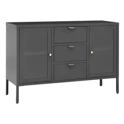 vidaXL Sideboard Anthracite Steel and Tempered Glass Storage Book Side Cabinet