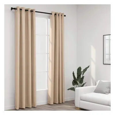 vidaXL Linen-Look Blackout Curtains with Grommets 2pcs Beige 140x245cm