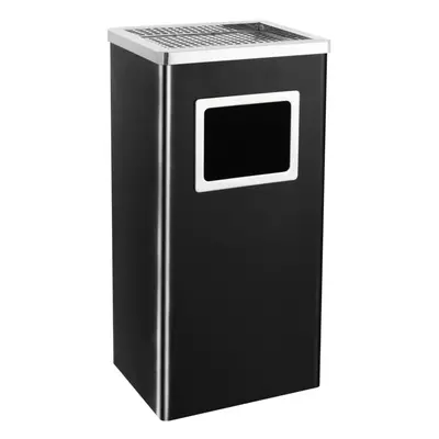 vidaXL Ashtray Dustbin Hotel 45L Black Steel Outdoor Dustbin Rubbish Waste Bin