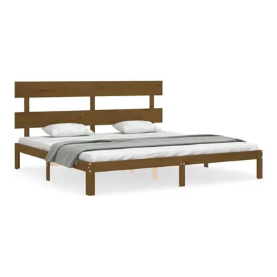 (honey brown, x cm/with headboard) vidaXL Bed Frame Bedroom Platform Bed Mattress Foundation Bed