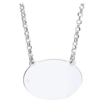 Jewelco London Ladies Sterling Silver Oval Disc Tag Medallion Necklace + inch - GVK192