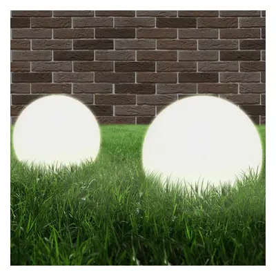 vidaXL 2x LED Bowl Lamps Spherical 30cm PMMA Outdoor Garden Lighting Fixture