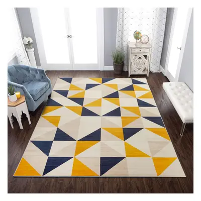 (160x230 cm, BRIO- PRINTED RUG) Modern Non-Slip Rugs Printed Geometric Carpet Mat