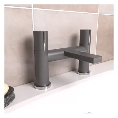 Arte Handleless Futuristic Matte Grey Bath Filler Tap Deck Mounted Brass