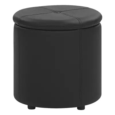 Faux Leather Storage Pouffe Black MARYLAND