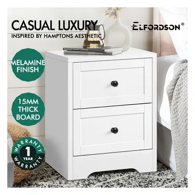 ELFORDSON Bedside Table Hamptons Nightstand Storage Side End Cabinet White