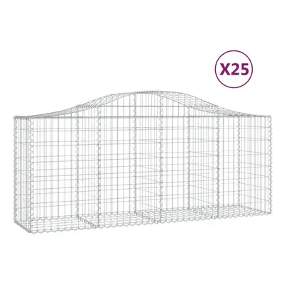 (200 x x 80/100 cm/25 pcs) vidaXL Arched Gabion Basket Stone Basket Gabion Retaining Wall Galvan