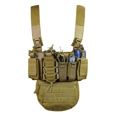 (khaki) Running Exercise Weight Vest Multifunctional Outdoor Field CS Army Fan with Bag